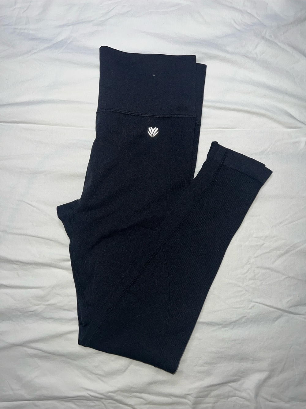 Forever 21 Black High-Rise Leggings with White Logo Tag